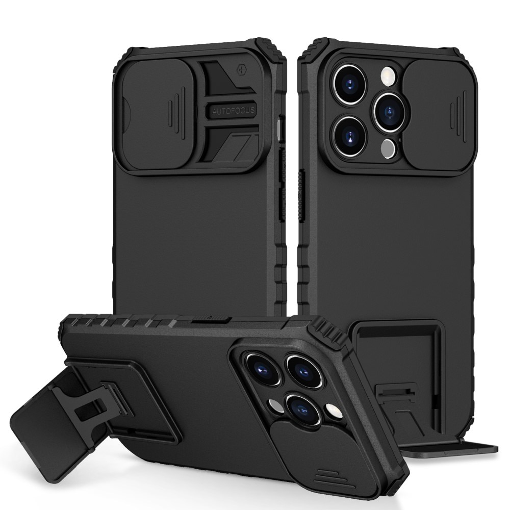 iPhone 15 Pro Kickstand Case w. Camera Protector Black