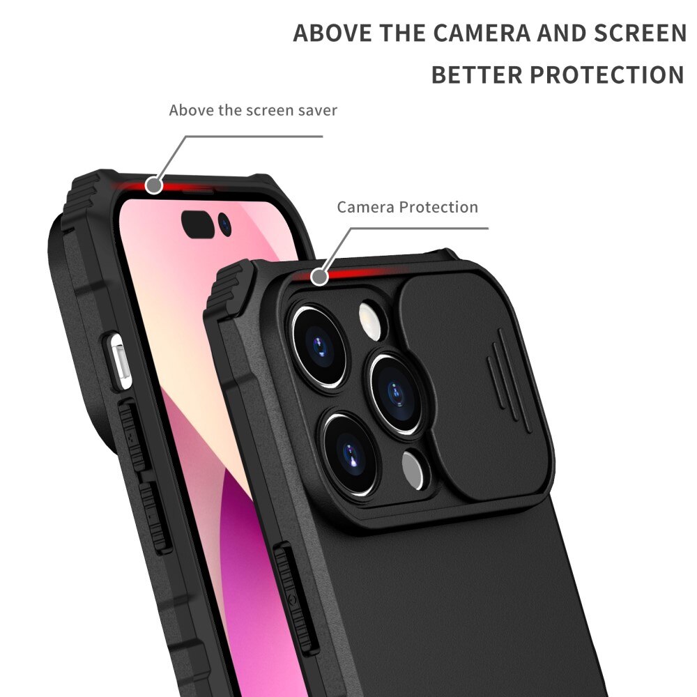 iPhone 15 Pro Kickstand Case w. Camera Protector Black