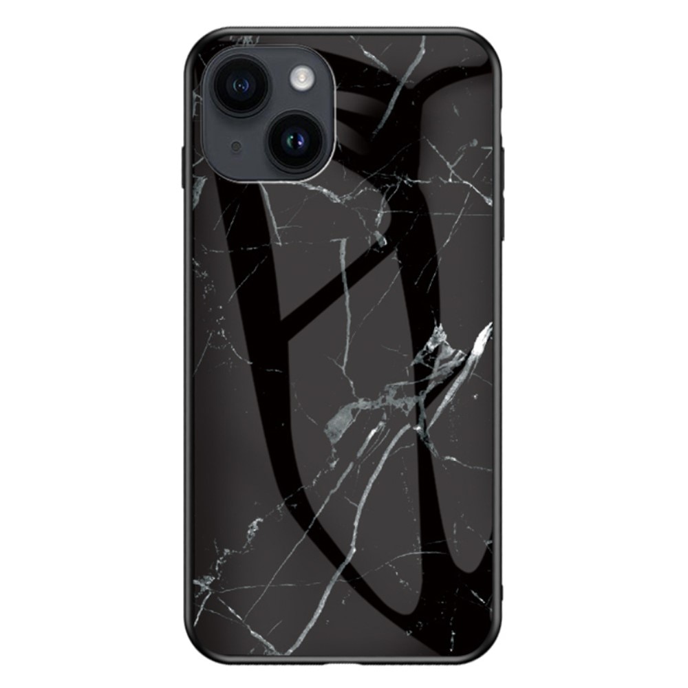 iPhone 15 Plus Tempered Glass Case Black Marble
