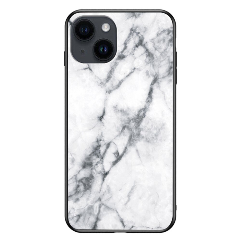 iPhone 15 Plus Tempered Glass Case White Marble