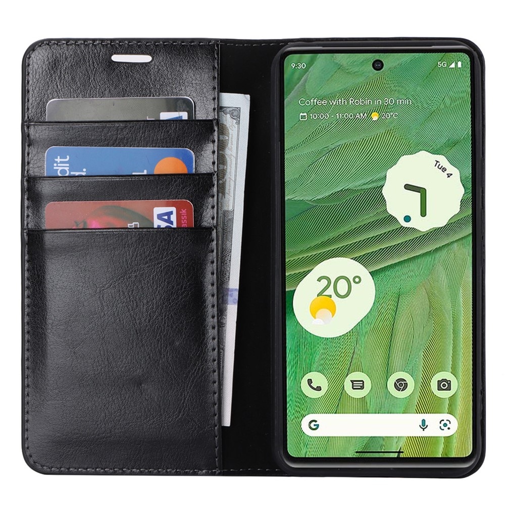 Google Pixel 8 Genuine Leather Wallet Case Black