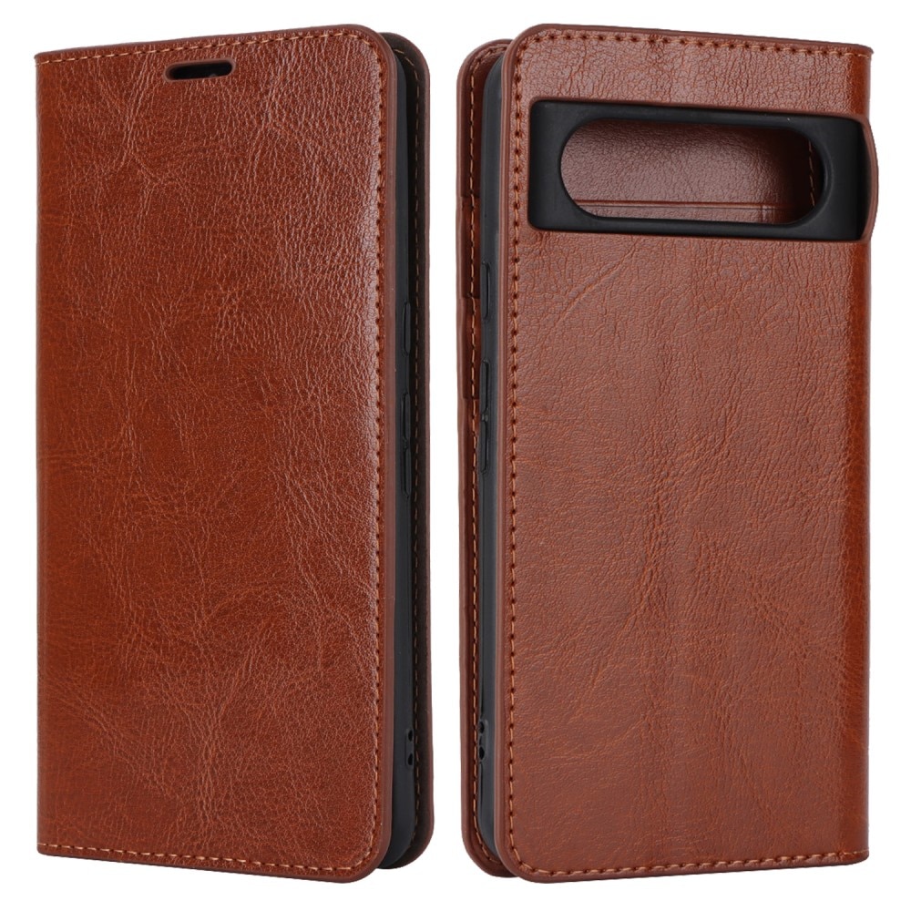 Google Pixel 8 Genuine Leather Wallet Case Brown