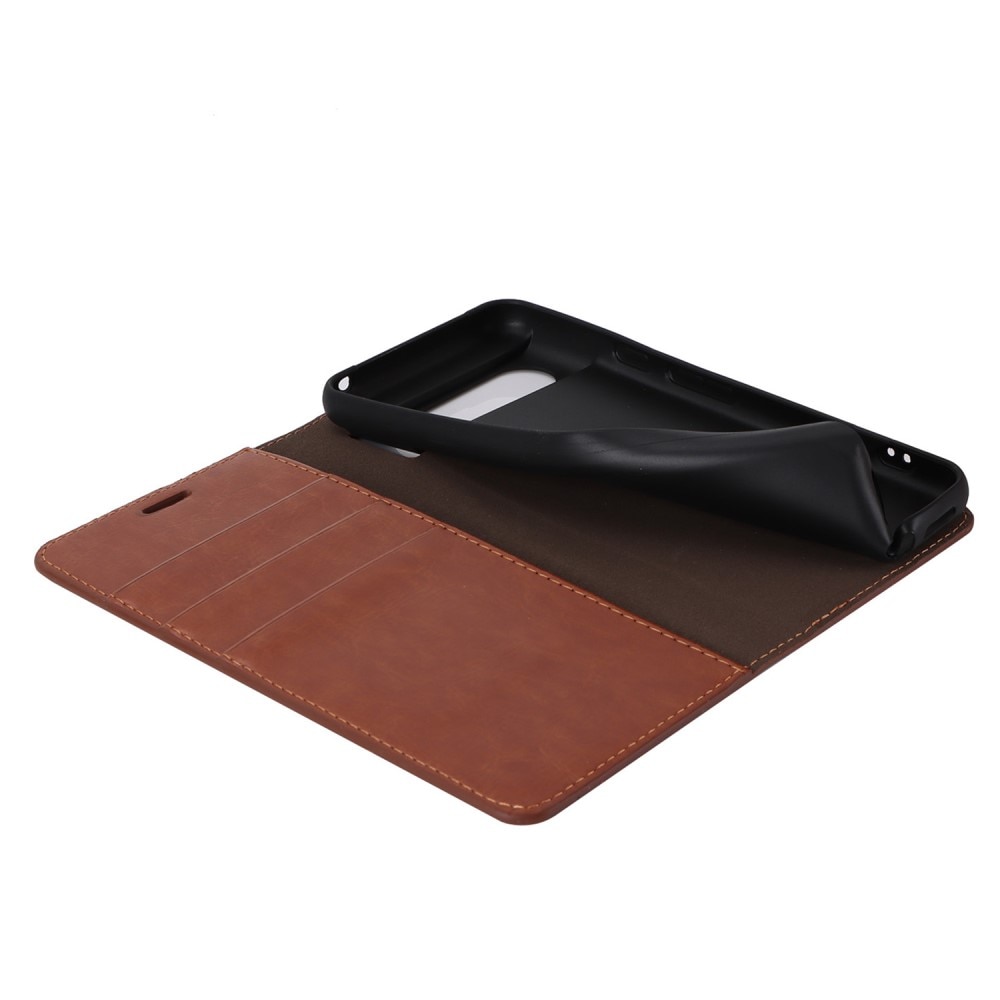 Google Pixel 8 Genuine Leather Wallet Case Brown