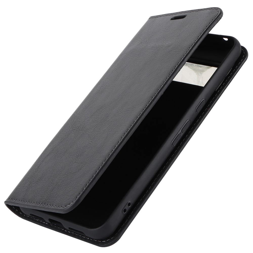 Google Pixel 8 Pro Genuine Leather Wallet Case Dark Black