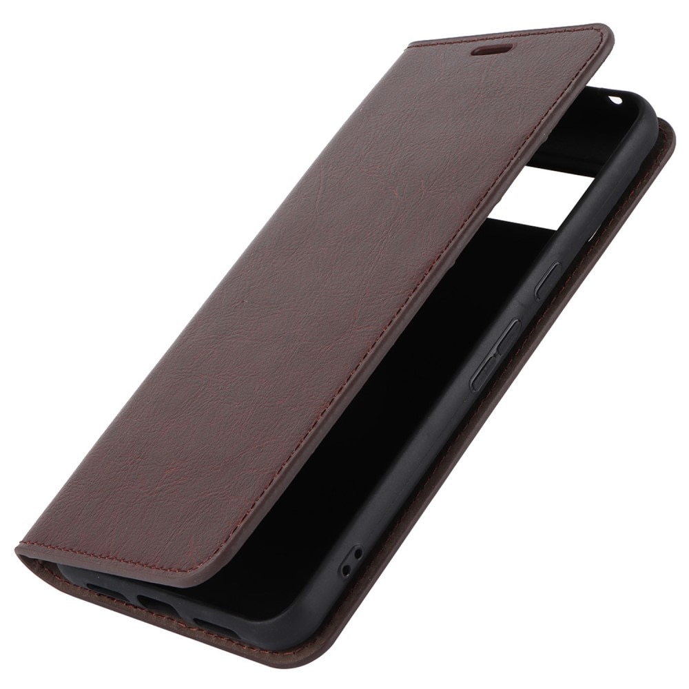 Google Pixel 8 Pro Genuine Leather Wallet Case Dark Brown