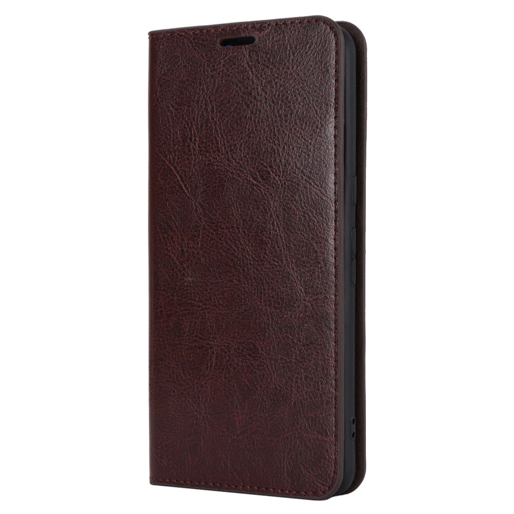 Google Pixel 8 Pro Genuine Leather Wallet Case Dark Brown