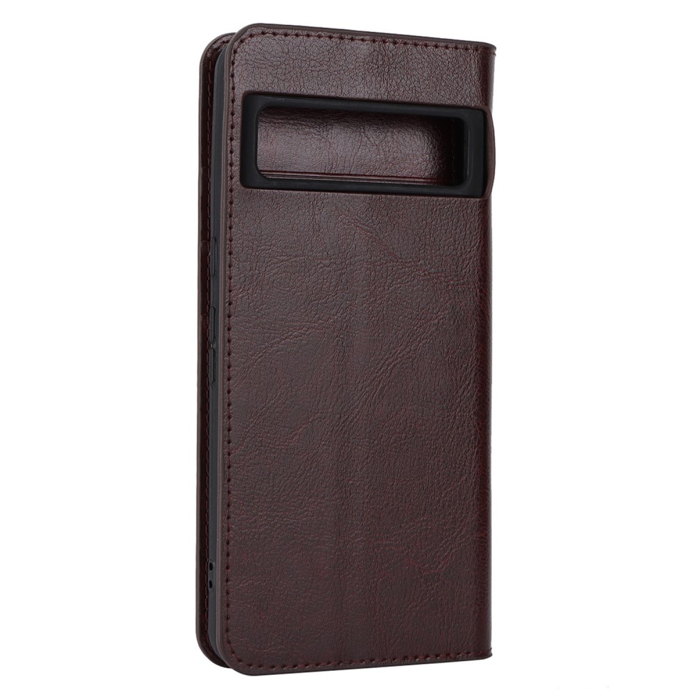Google Pixel 8 Pro Genuine Leather Wallet Case Dark Brown