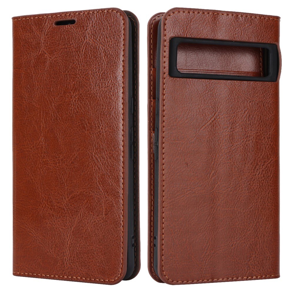 Google Pixel 8 Pro Genuine Leather Wallet Case Brown