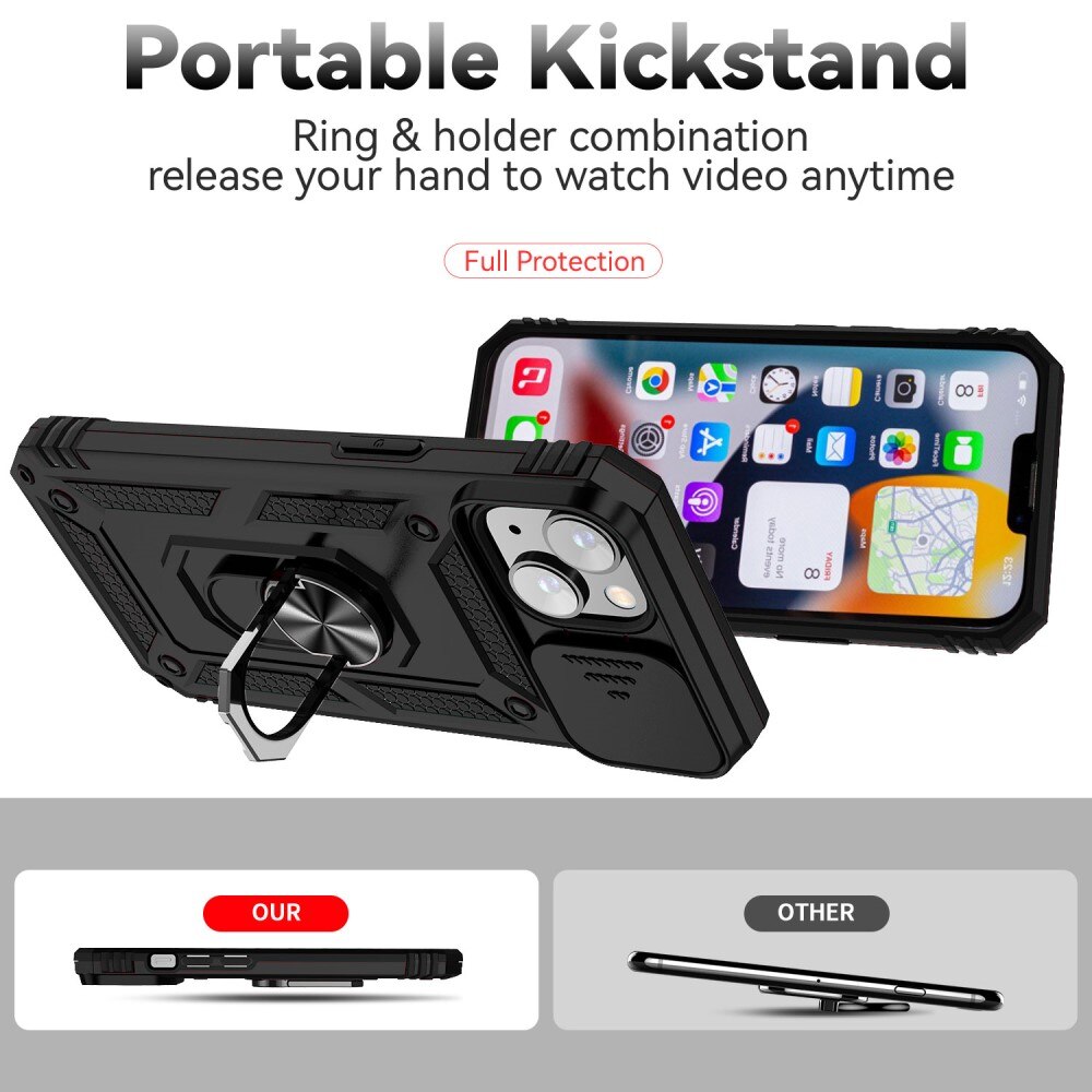 iPhone 15 Plus Hybrid Case Tech Ring w. Camera Protector Black