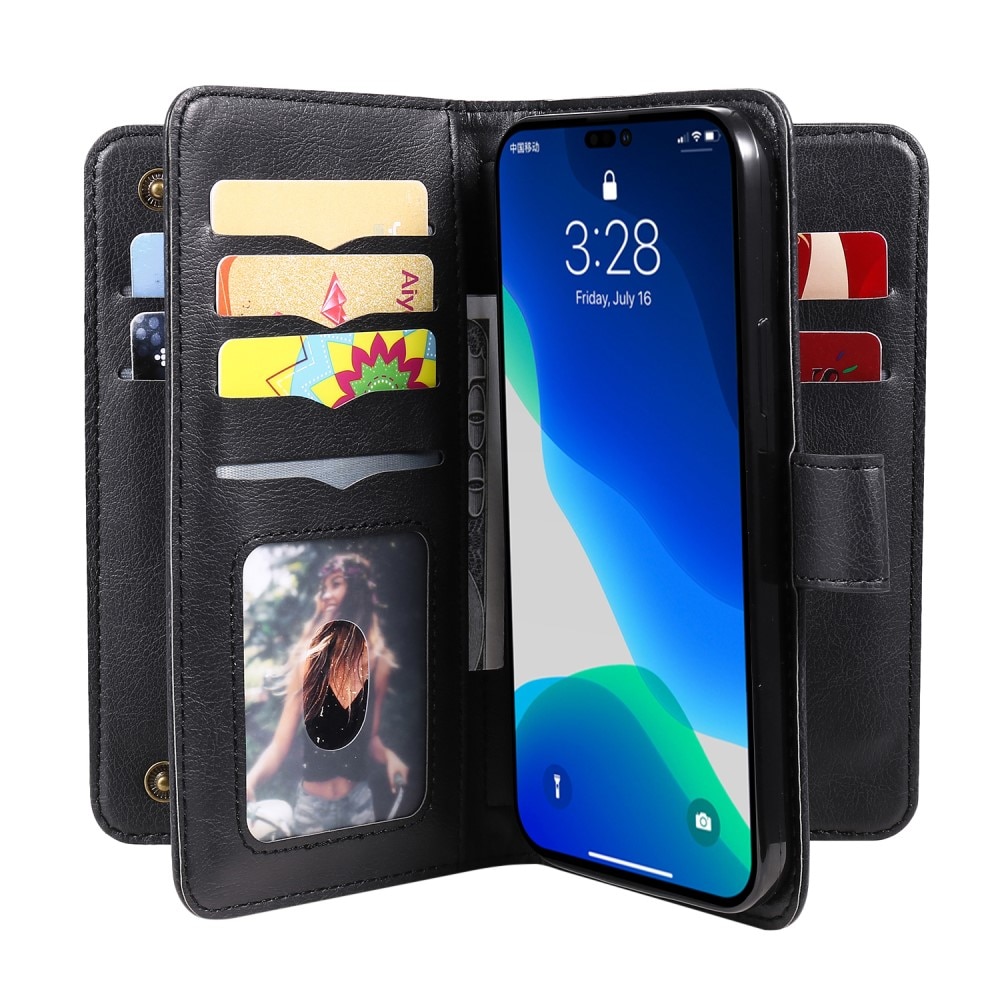 iPhone 15 Pro Wallet Cover Multi-slot Black