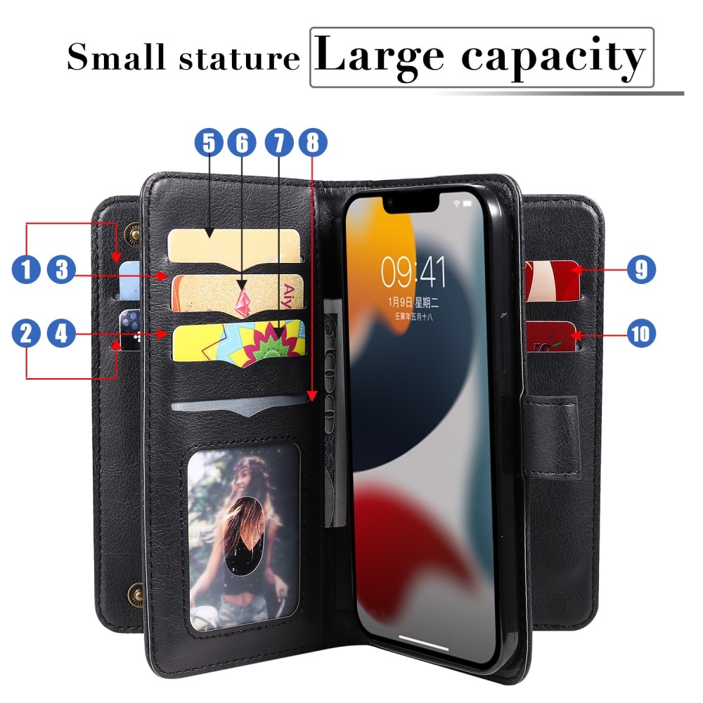 iPhone 15 Wallet Cover Multi-slot Black