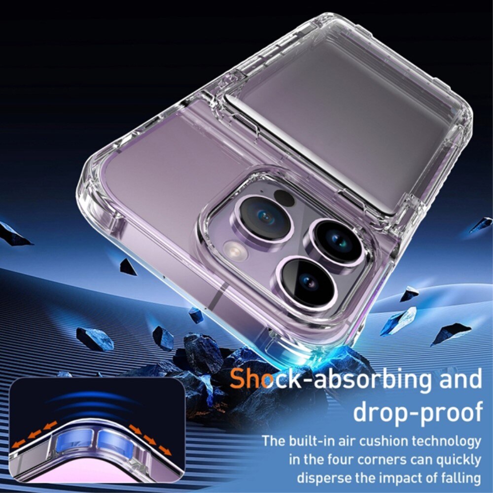 Hybrid Case Card Slot Kickstand iPhone 15 Pro Transparent