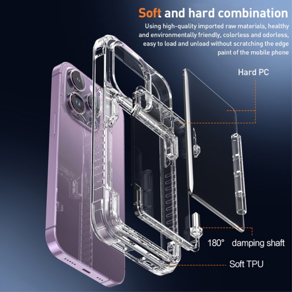 Hybrid Case Card Slot Kickstand iPhone 15 Pro Transparent