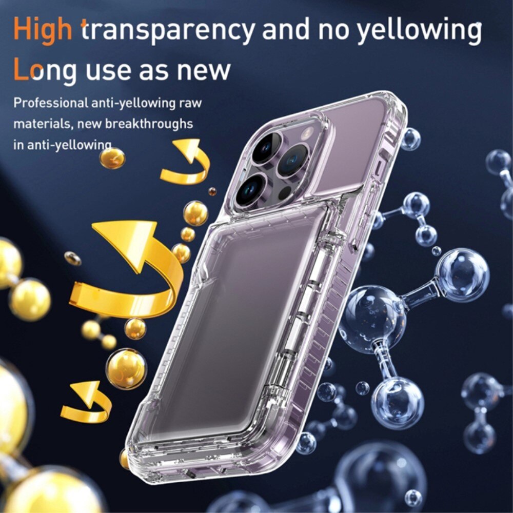 Hybrid Case Card Slot Kickstand iPhone 15 Pro Transparent