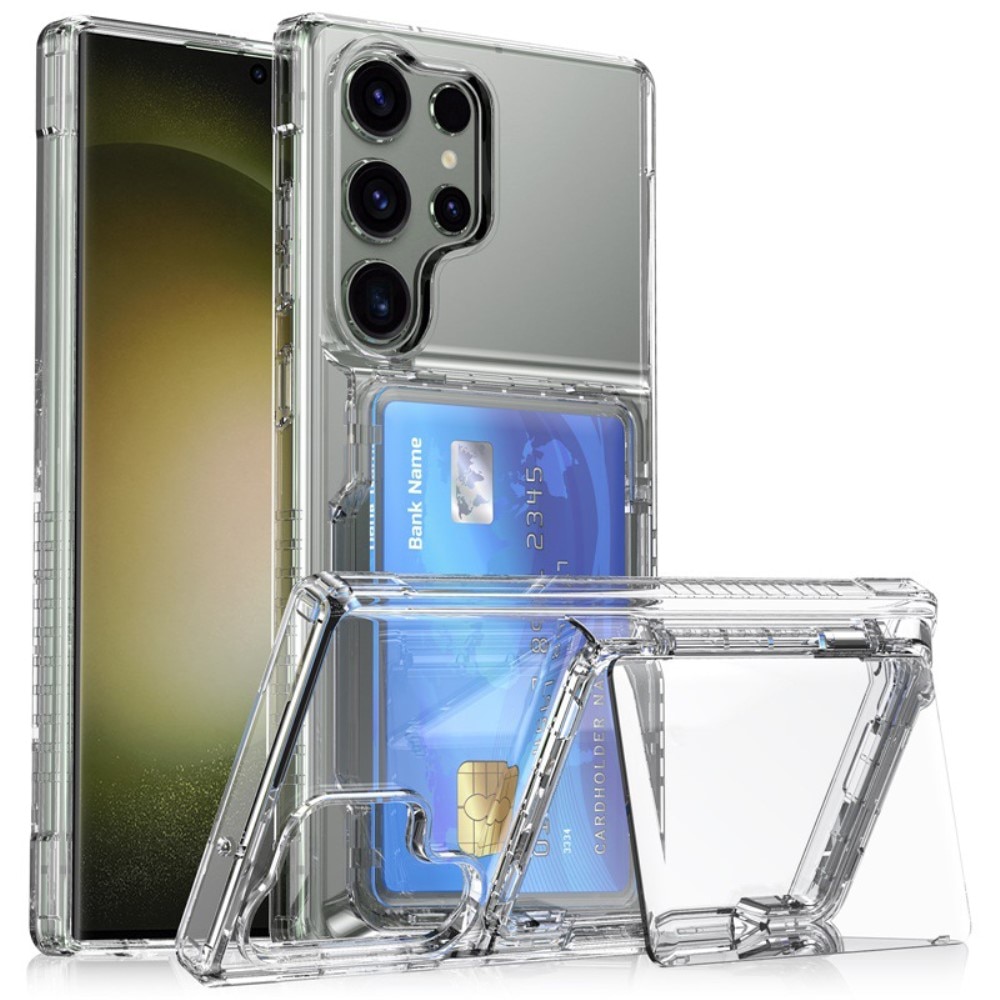 Hybrid Case Card Slot Kickstand Samsung Galaxy S23 Ultra Transparent