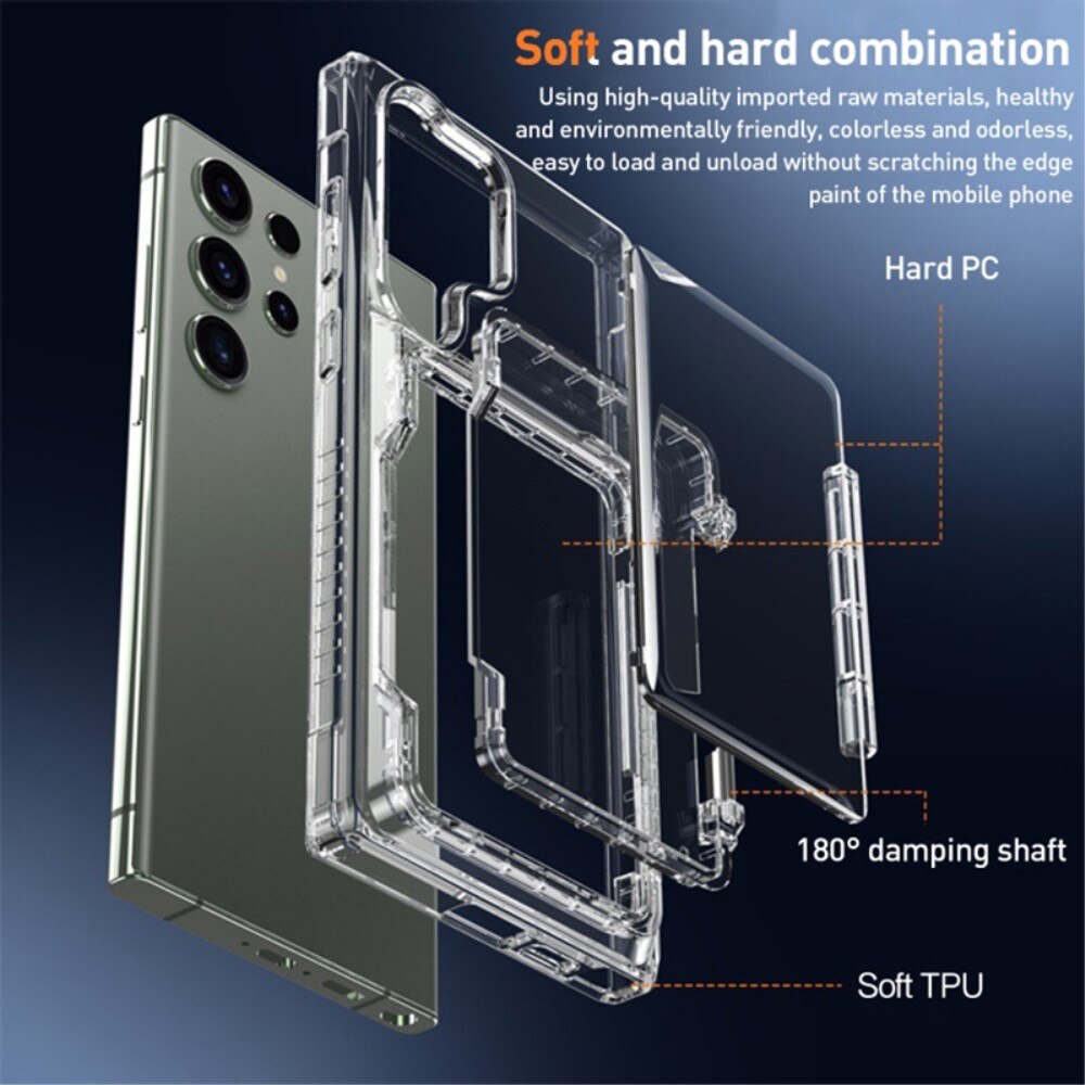 Hybrid Case Card Slot Kickstand Samsung Galaxy S23 Ultra Transparent