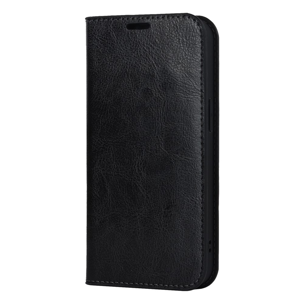 iPhone 15 Plus Genuine Leather Wallet Case Black