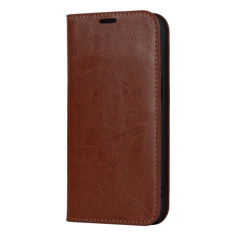 iPhone 15 Plus Genuine Leather Wallet Case Brown