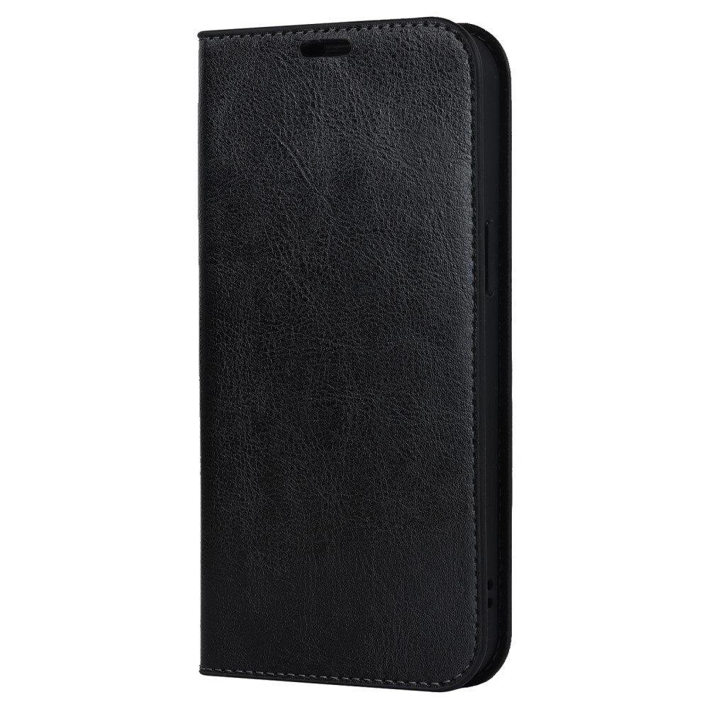 iPhone 15 Pro Genuine Leather Wallet Case Black