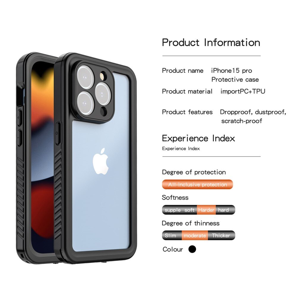 iPhone 15 Pro Waterproof Case Transparent