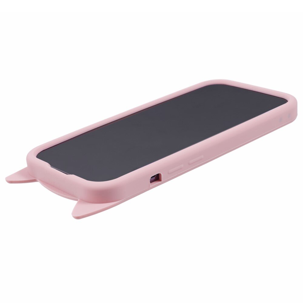 iPhone 14 Pro Cat Silicone Case Pink