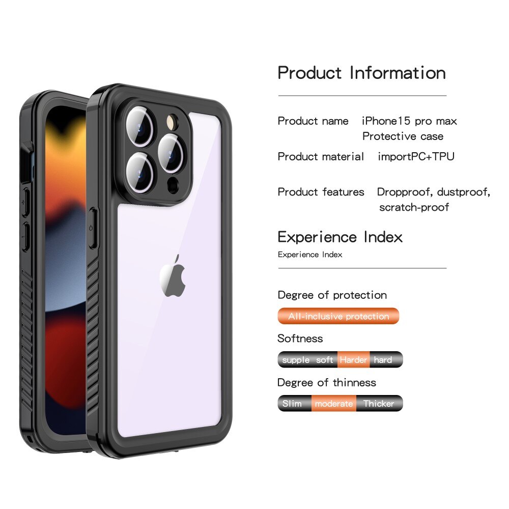 iPhone 15 Pro Max Waterproof Case Transparent