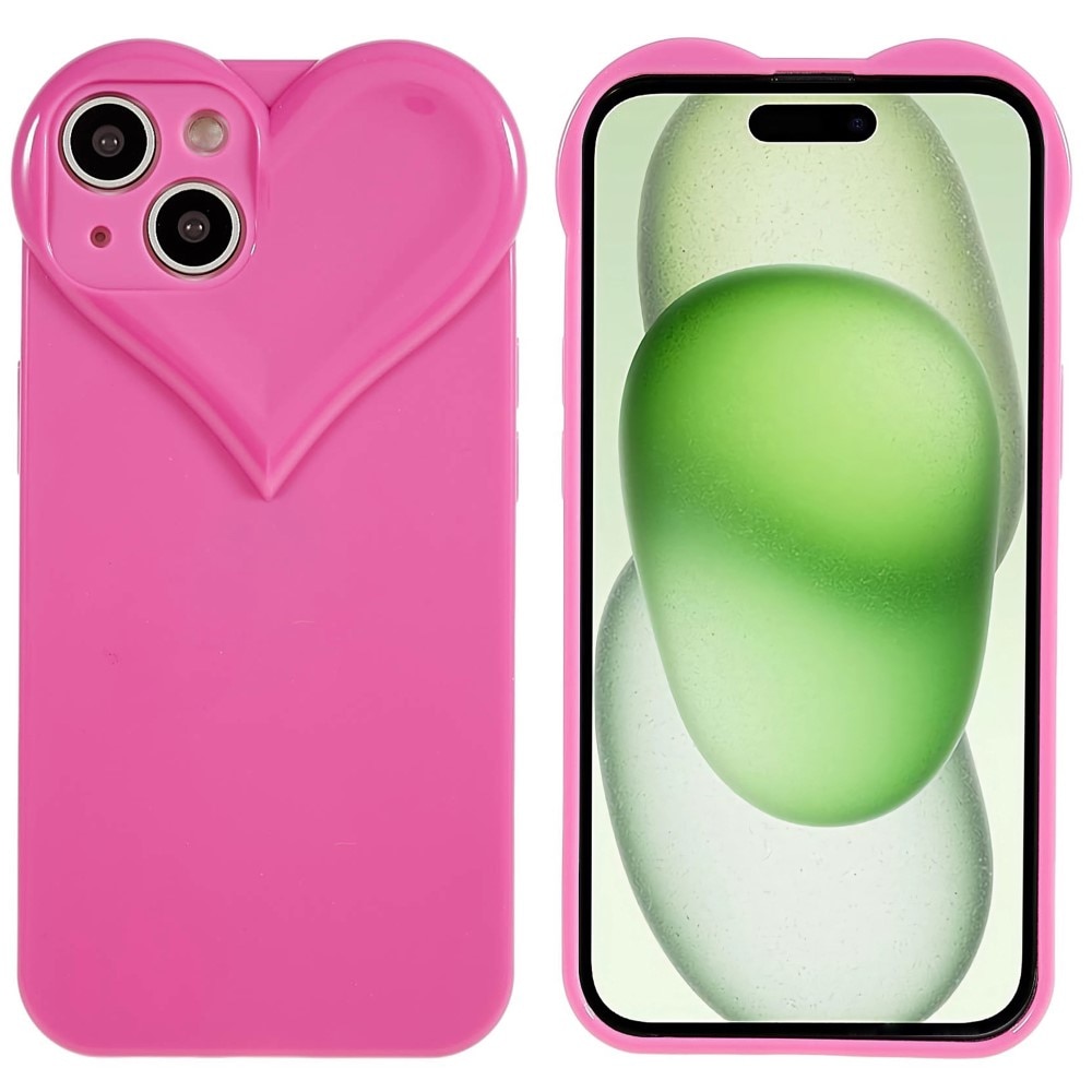 iPhone 15 Heart TPU Case Pink