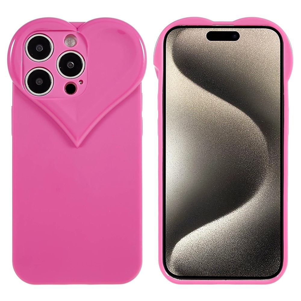 iPhone 15 Pro Heart TPU Case Pink