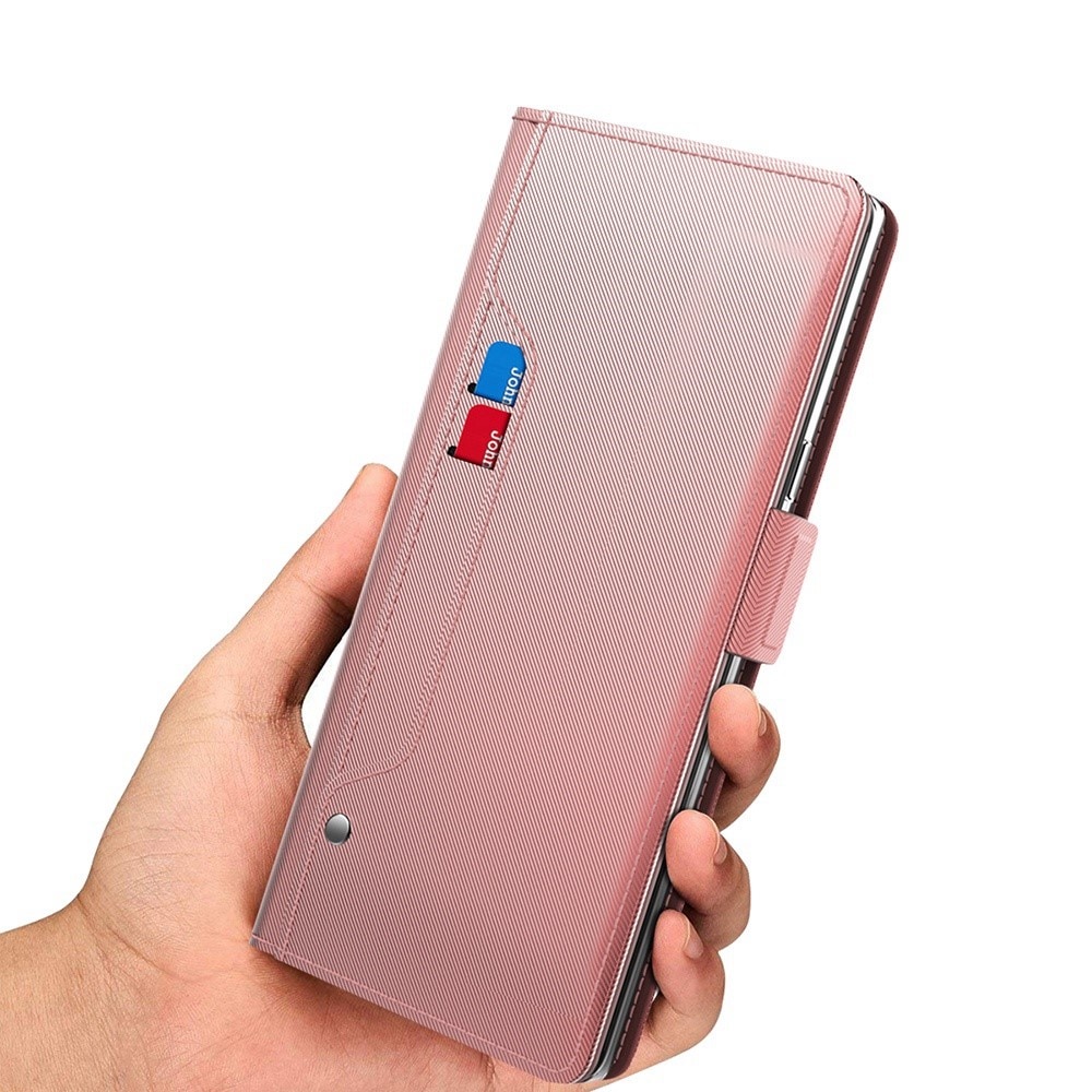 iPhone 15 Plus Wallet Case Mirror Pink Gold
