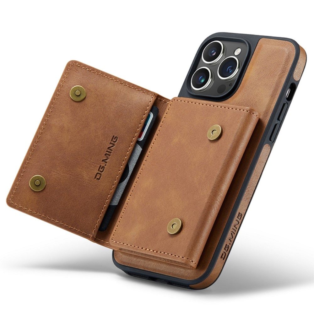 iPhone 15 Pro Max Magnetic Card Slot Zipper Case Cognac
