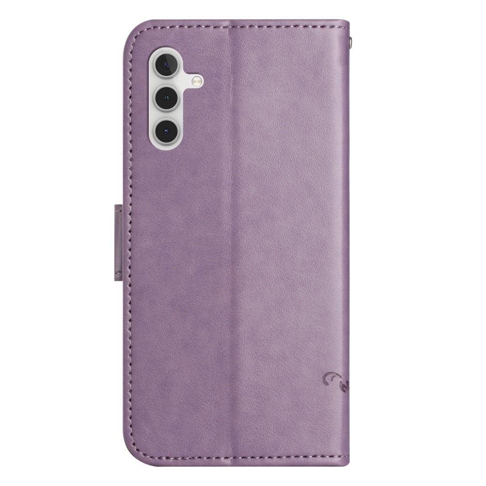 Samsung Galaxy A05s Leather Cover Imprinted Butterflies Purple