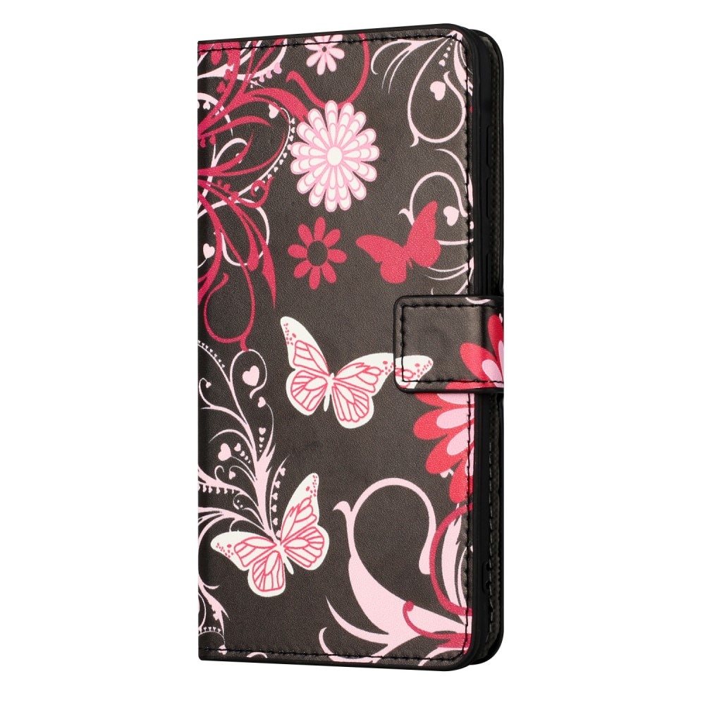 Samsung Galaxy A15 Wallet Case Black Butterfly