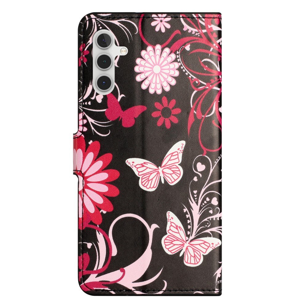 Samsung Galaxy A15 Wallet Case Black Butterfly