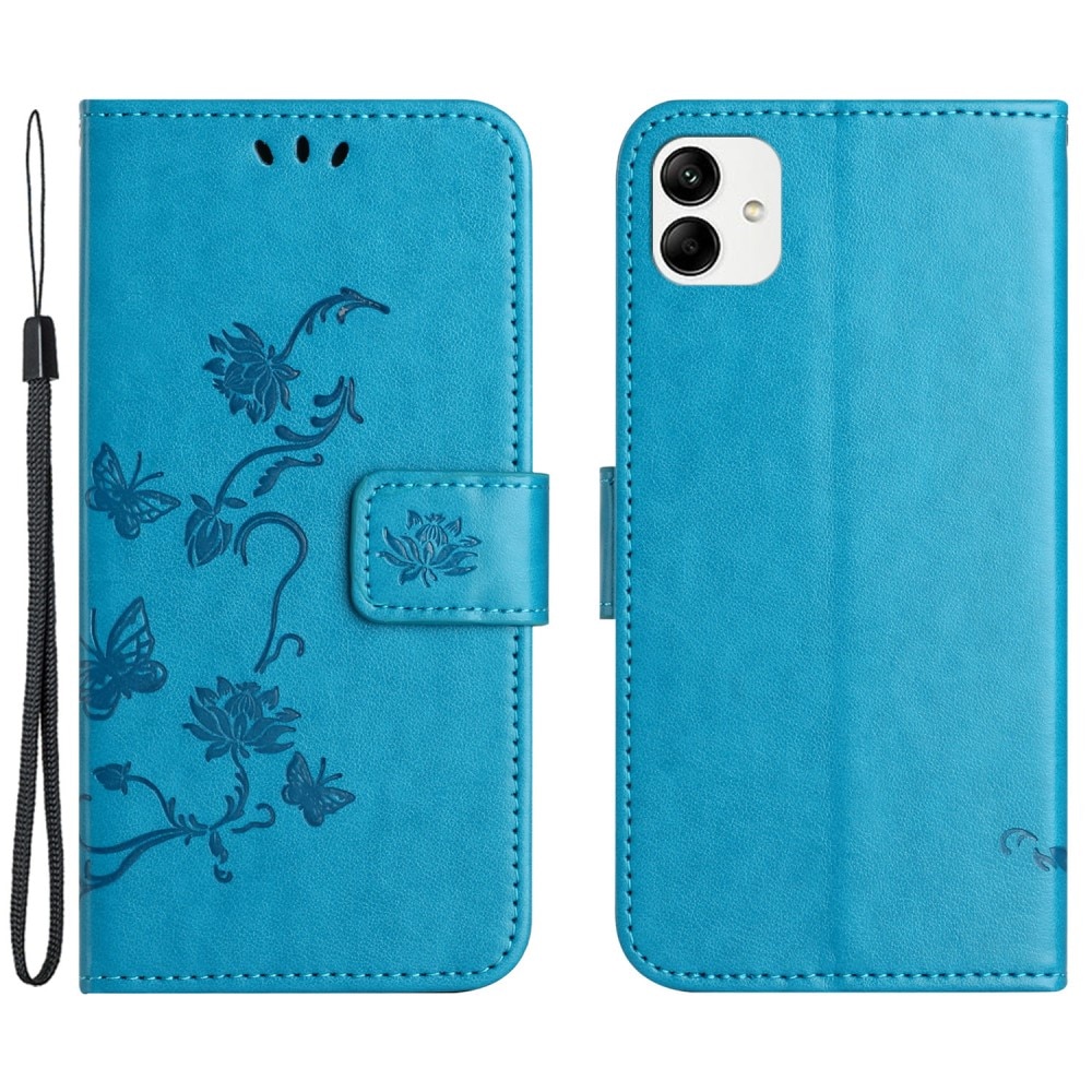 Motorola Moto G54 Leather Cover Imprinted Butterflies Blue