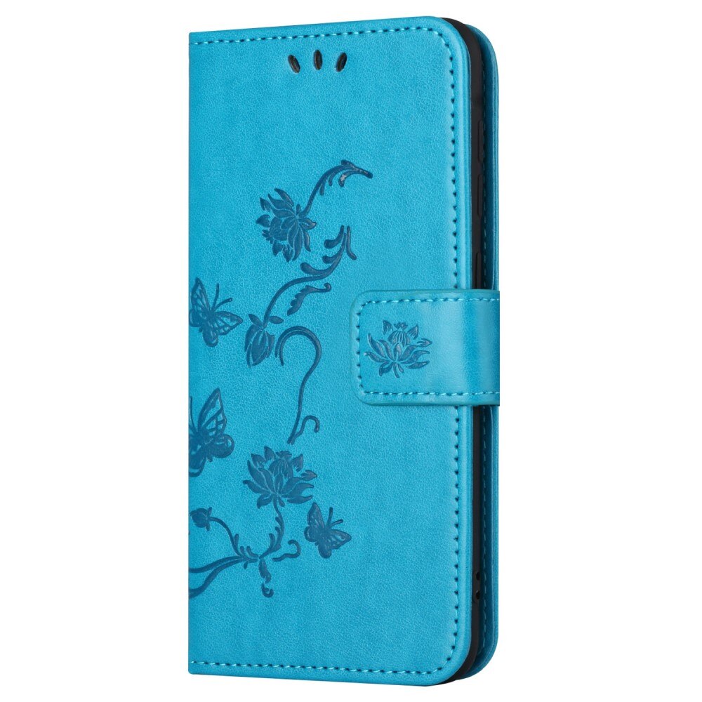 Motorola Moto G54 Leather Cover Imprinted Butterflies Blue