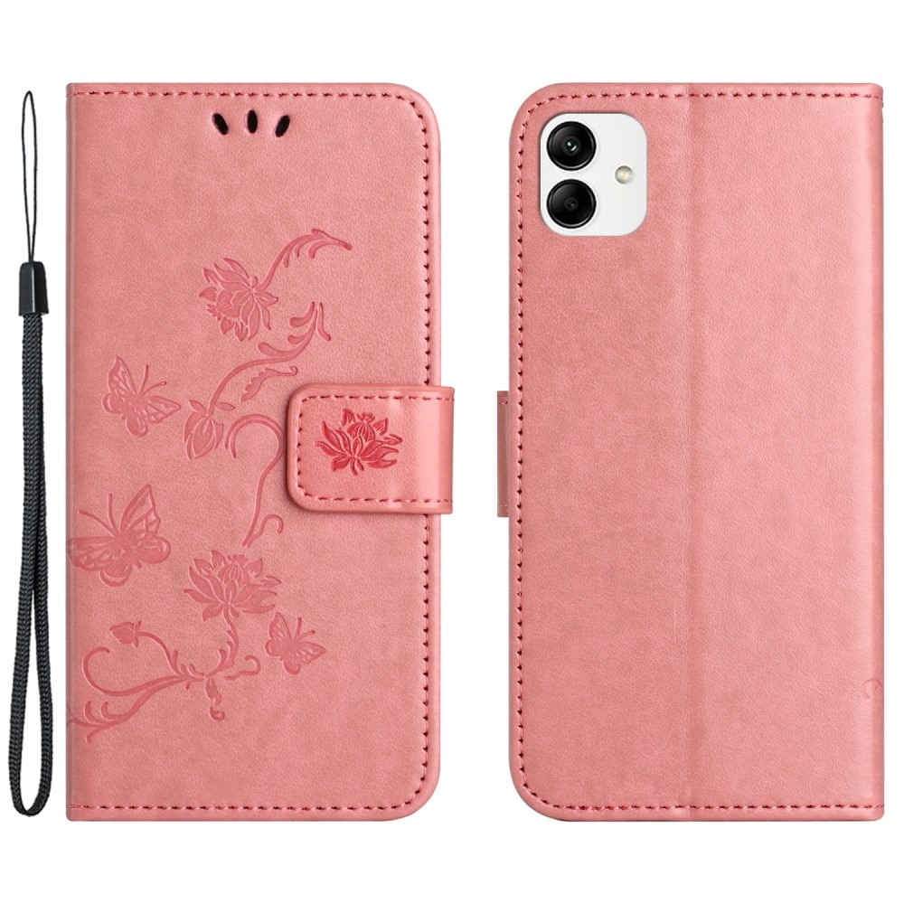 Motorola Moto G54 Leather Cover Imprinted Butterflies Pink