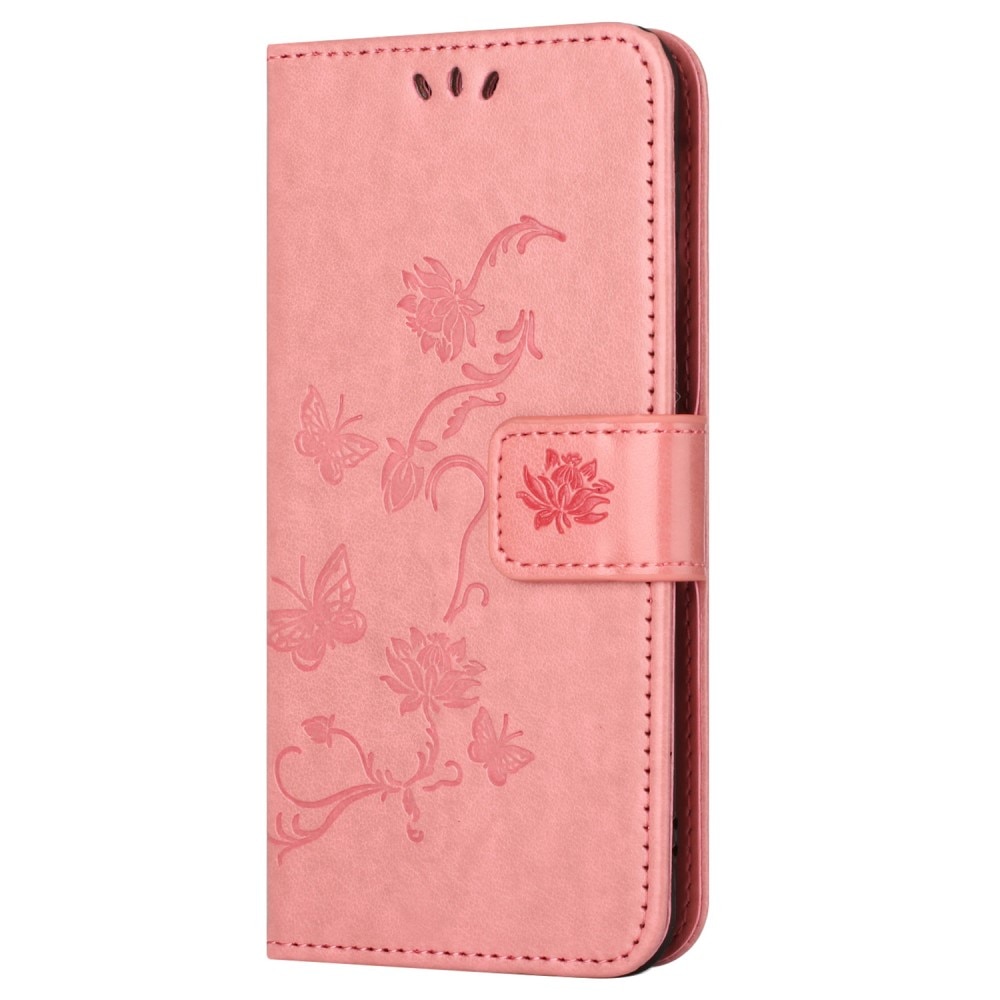 Motorola Moto G54 Leather Cover Imprinted Butterflies Pink