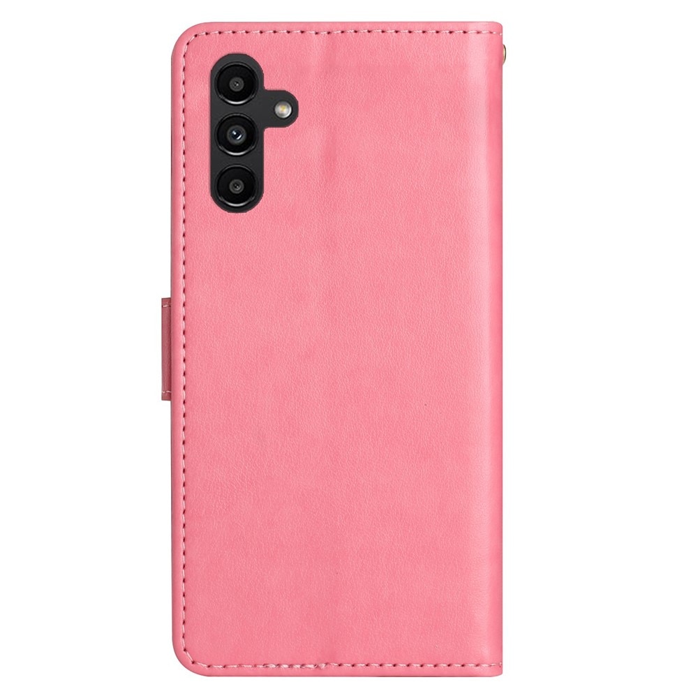 Samsung Galaxy A25 Leather Cover Imprinted Butterflies Pink