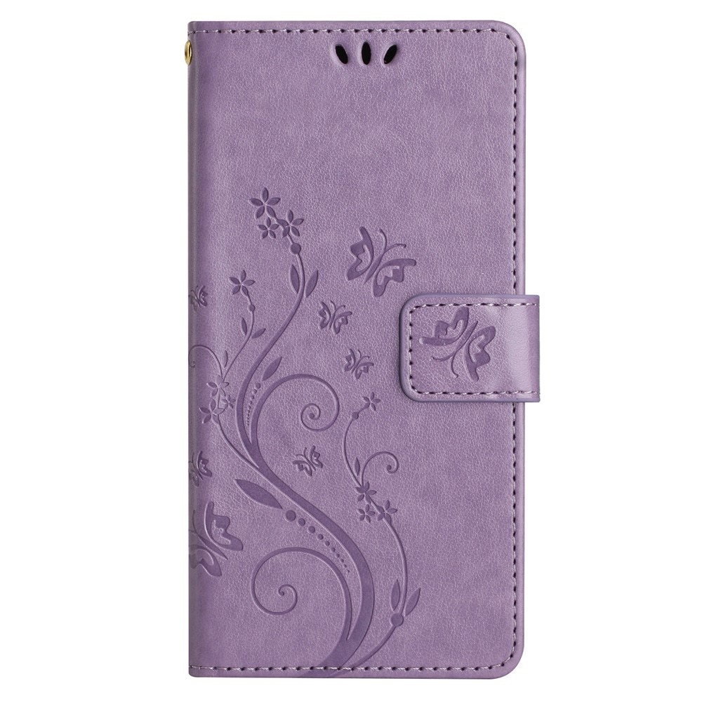 Samsung Galaxy A25 Leather Cover Imprinted Butterflies Purple