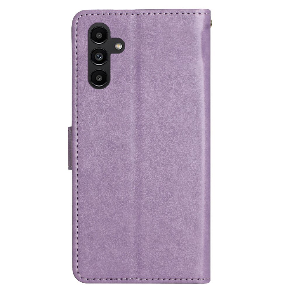 Samsung Galaxy A25 Leather Cover Imprinted Butterflies Purple