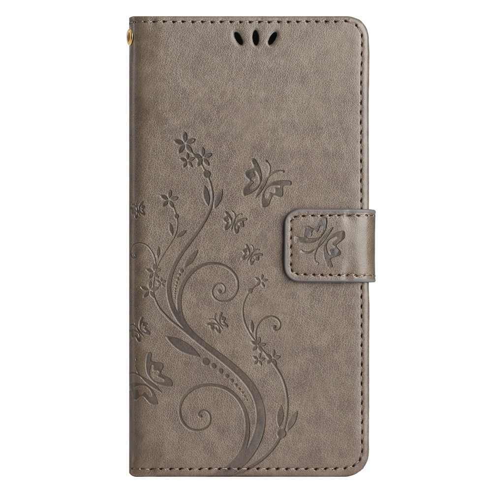 Samsung Galaxy A25 Leather Cover Imprinted Butterflies Grey