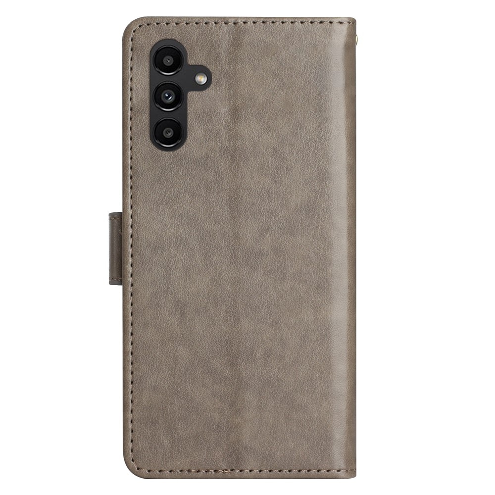 Samsung Galaxy A25 Leather Cover Imprinted Butterflies Grey