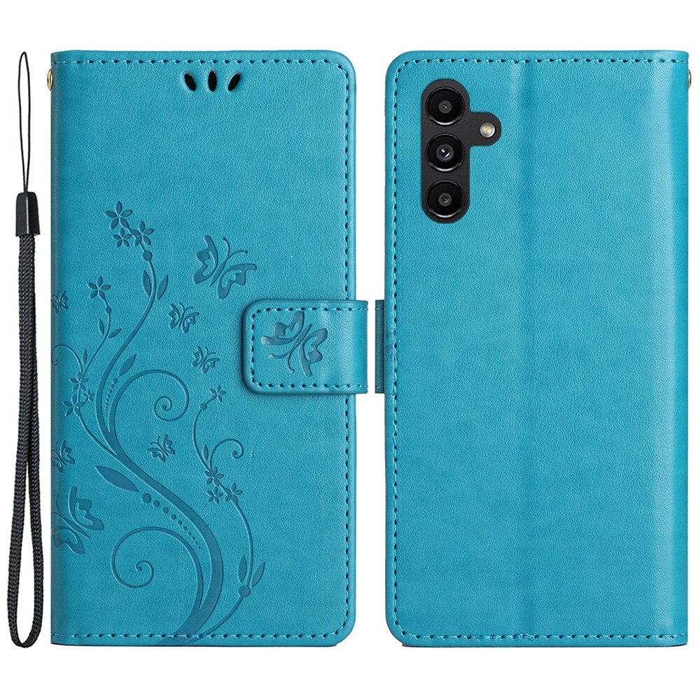 Samsung Galaxy A25 Leather Cover Imprinted Butterflies Blue