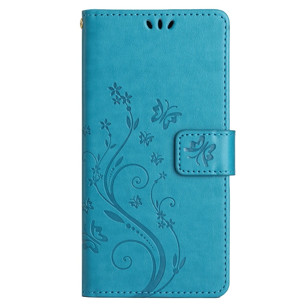 Samsung Galaxy A25 Leather Cover Imprinted Butterflies Blue