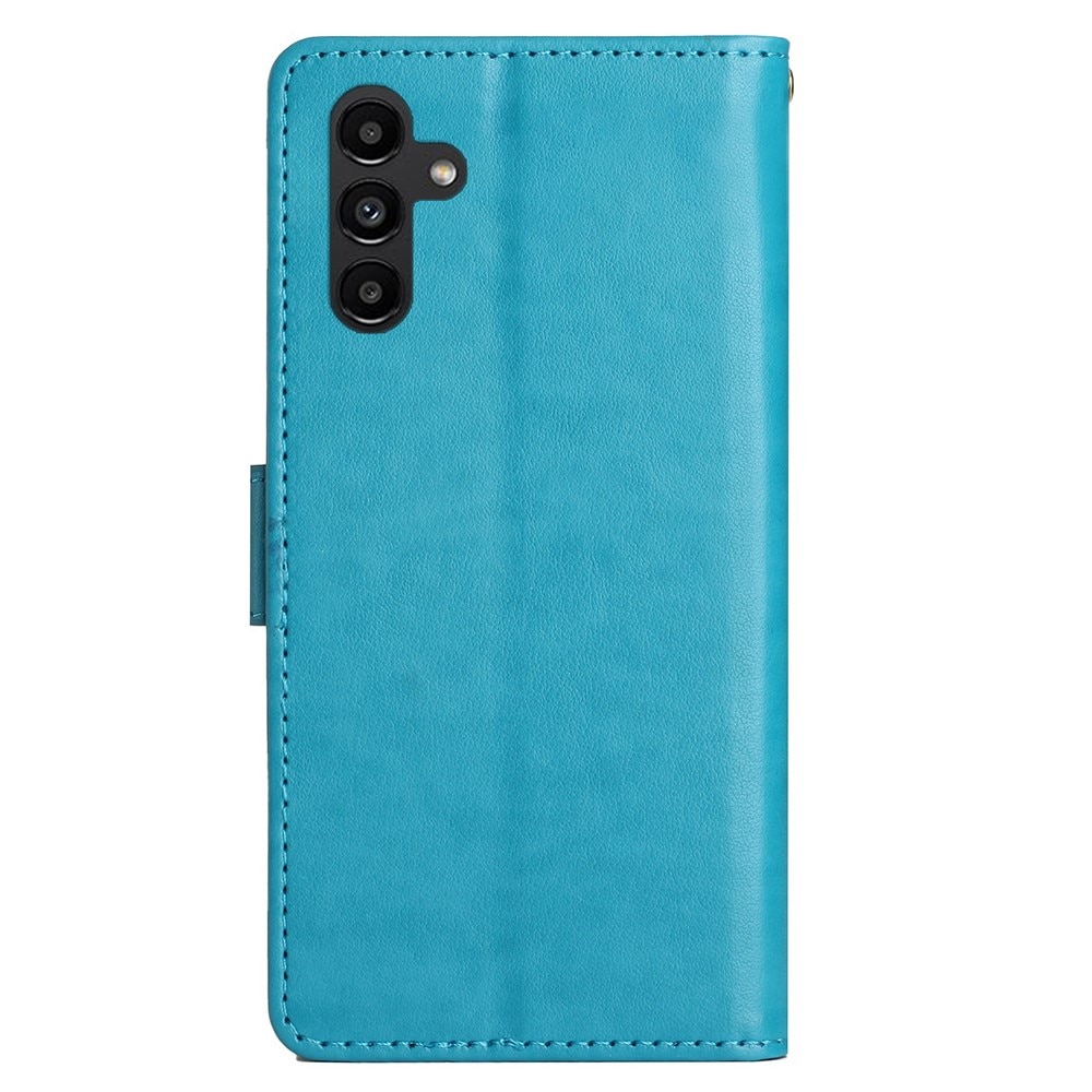 Samsung Galaxy A25 Leather Cover Imprinted Butterflies Blue