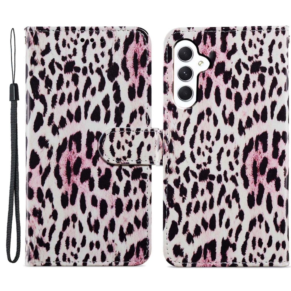 Samsung Galaxy A15 Wallet Book Cover Pink Leopard