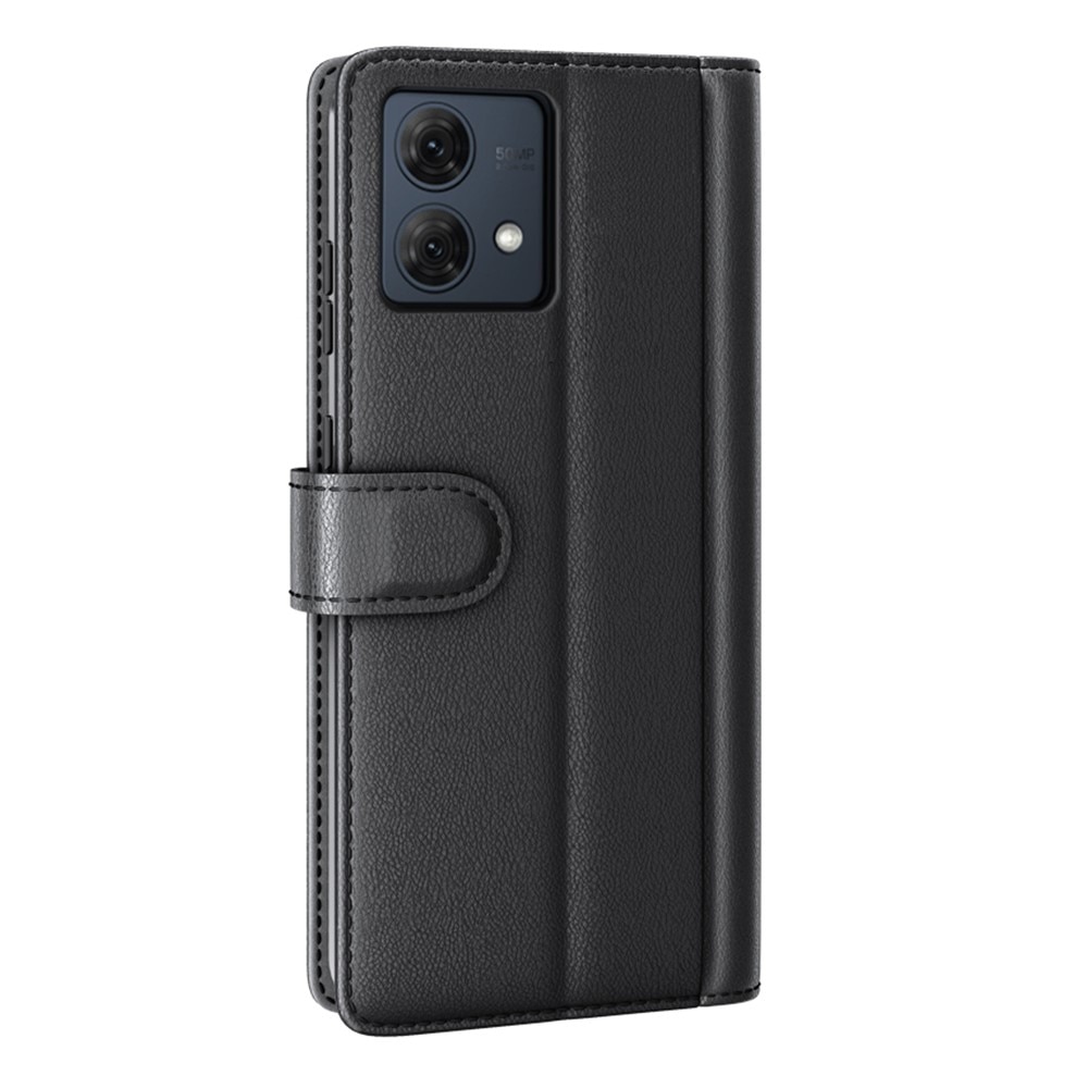 Motorola Moto G84 Genuine Leather Wallet Case Black