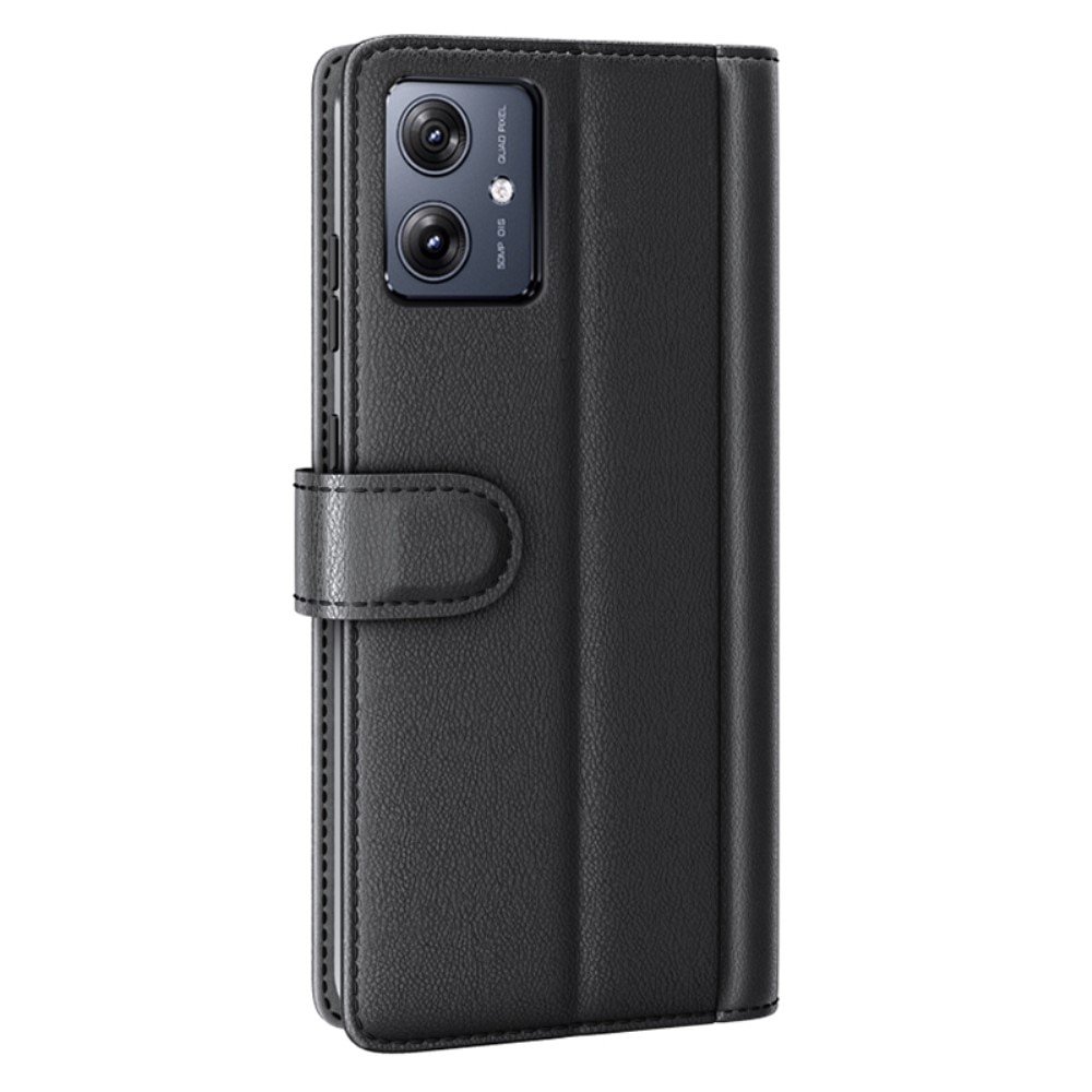 Motorola Moto G54 Genuine Leather Wallet Case Black
