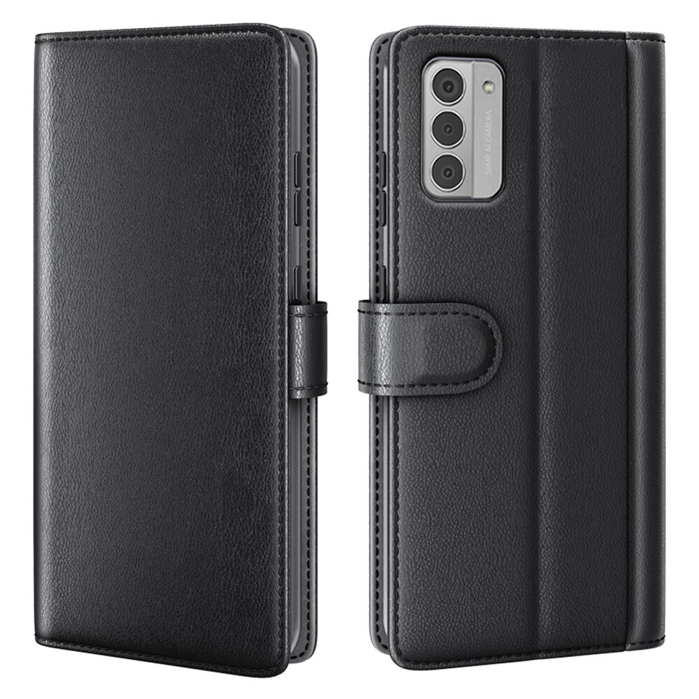 Nokia G42 Genuine Leather Wallet Case Black