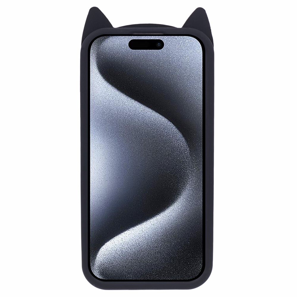 iPhone 15 Pro Cat Silicone Case Black